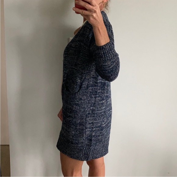 Navy Long Open Front Cardigan Sweater - Picture 6 of 9